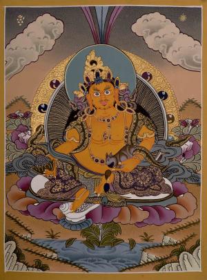 Yellow Dzambala Thangka | God of Wealth in Tibetan Buddhism | Rituals and Meditations for Prosperity